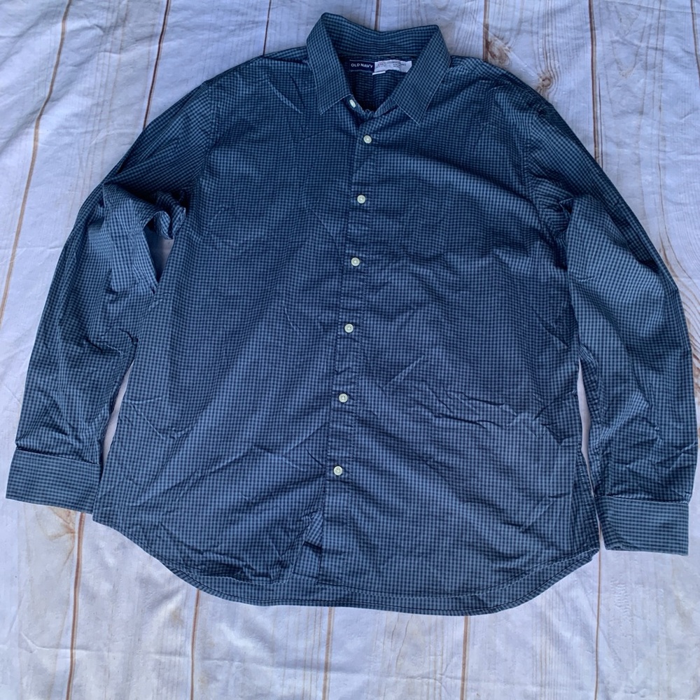 Old Navy Pro Signature Long Sleeve Blue Check Shirt Size XXL
